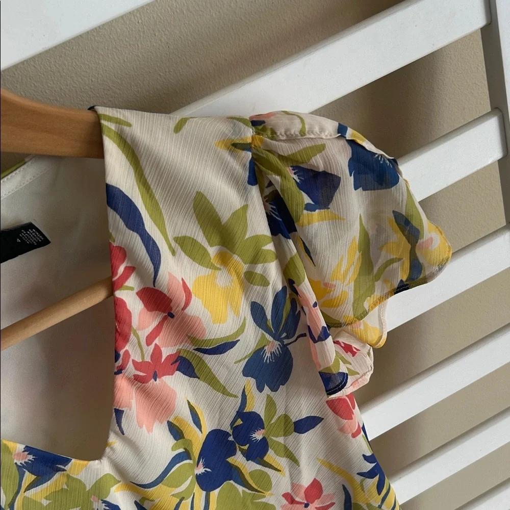 Ralph Lauren Floral Colorful Georgette Drop-Waist Dress Size 4 - Picture 12 of 14